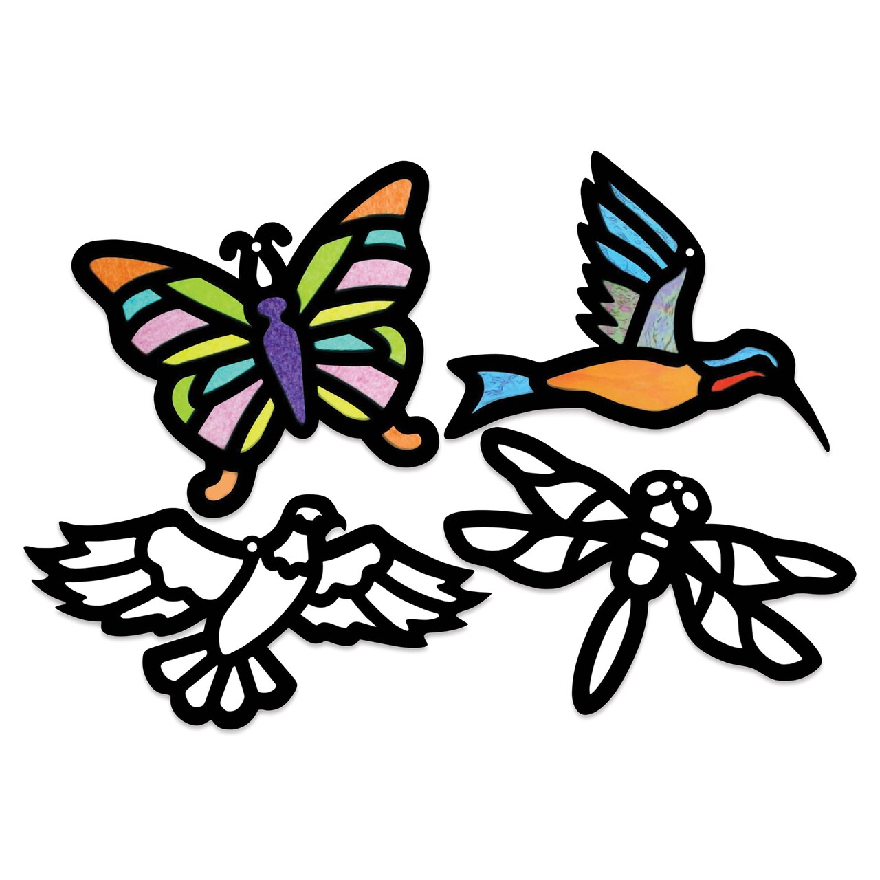 Roylco Stained Glass Frames Pack - Birds and Insects, Pkg of 24